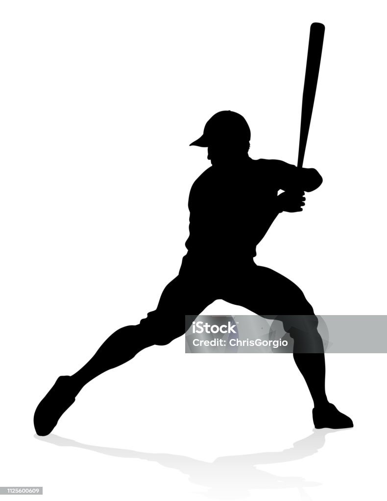 Baseball Player Silhouette Baseball player in sports pose detailed silhouette Baseball - Ball stock vector