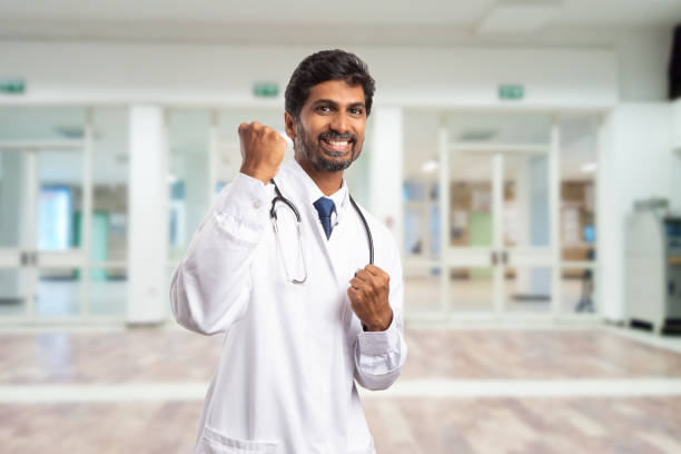 istock Medic celebrating success with gesture 1125604256