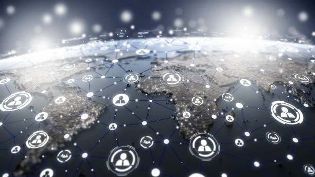 istock world map  with social media network icons structure 1125607500
