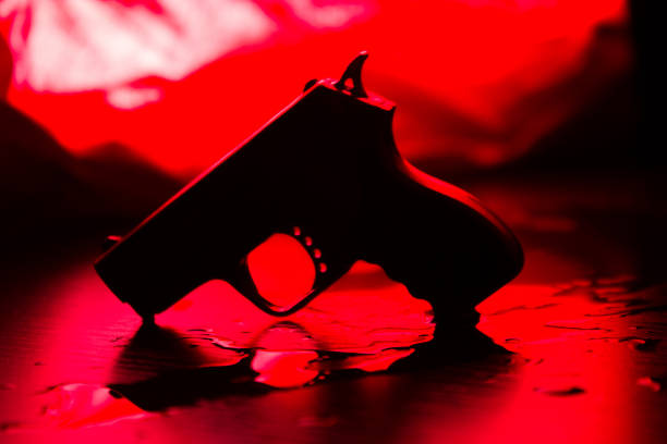 High contrast image of a bloody crime scene