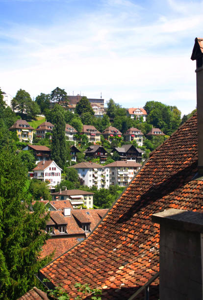 hermoso panorama de la ciudad de berna - berne berne canton roof cityscape fotografías e imágenes de stock