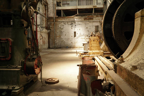 istock Interior view of old abandoned industry factory 1125609468