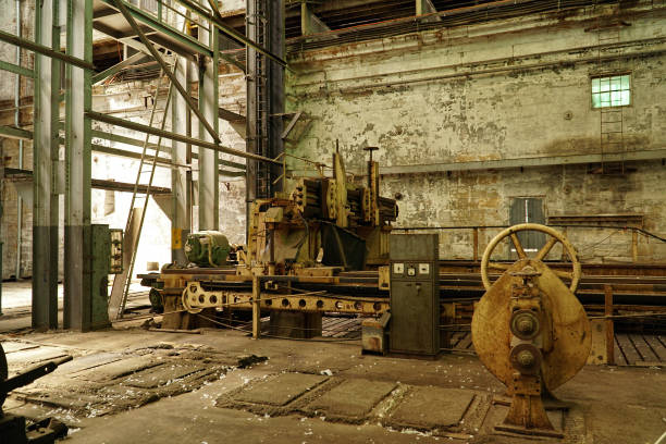 istock Interior view of old abandoned industry factory 1125609521