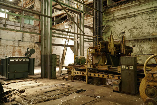 istock Interior view of old abandoned industry factory 1125609527