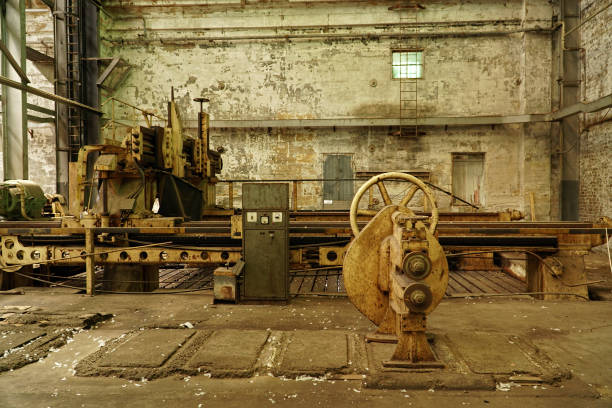 istock Interior view of old abandoned industry factory 1125609535