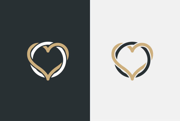 심장 로고 디자인 벡터 템플릿입니다. 발렌타인 사랑 상징 선형 스타일의 하루입니다. 럭셔리 로고 개념 아이콘 - heart stock illustrations