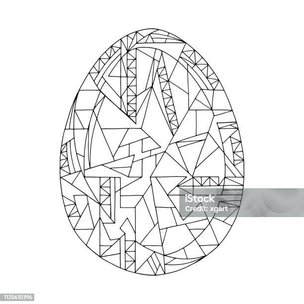 Easter Egg Coloring Book Vector Illustration Hand Drawn Abstract Holidays Object In Modern Style Stock Illustration - Download Image Now