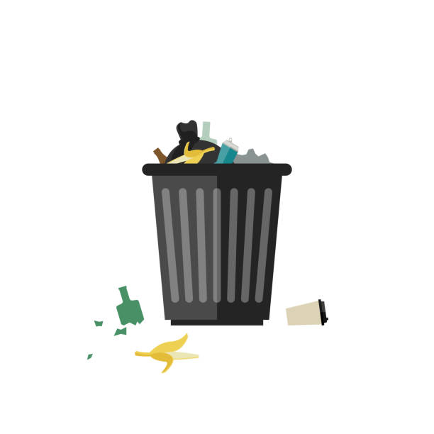 Trash can full vector art illustration