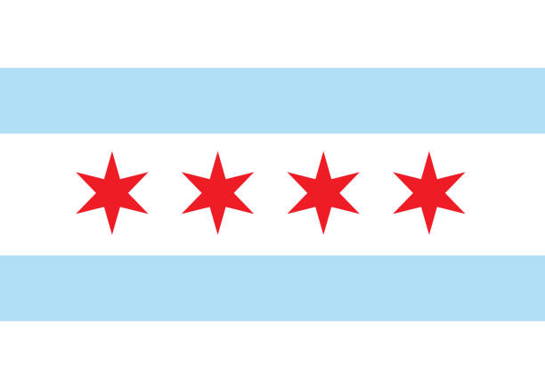 vektor flagge chicago - chicago stock-grafiken, -clipart, -cartoons und -symbole