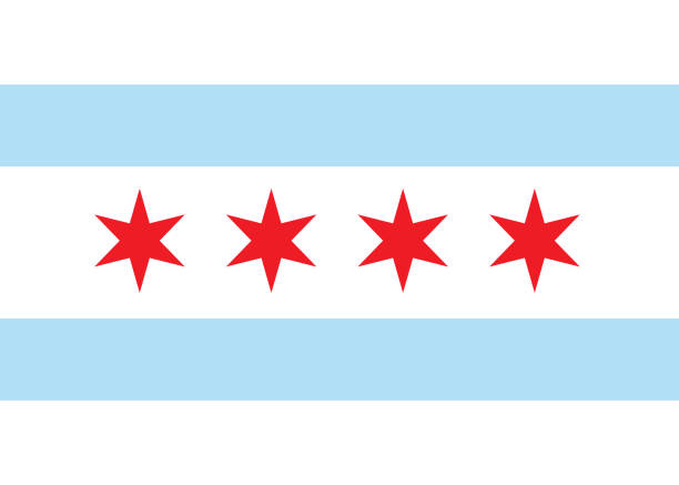 ilustraciones, imágenes clip art, dibujos animados e iconos de stock de vector bandera de chicago - chicago