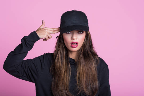 istock Young asian woman making suicide gesture 1125612234