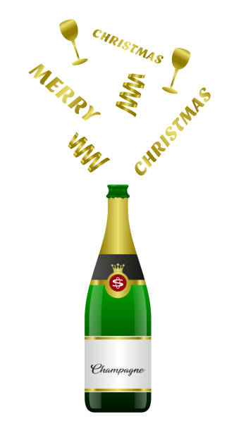 ilustrações, clipart, desenhos animados e ícones de explosão de garrafa de champanhe, celebração do natal feliz - cork champagne isolated celebration