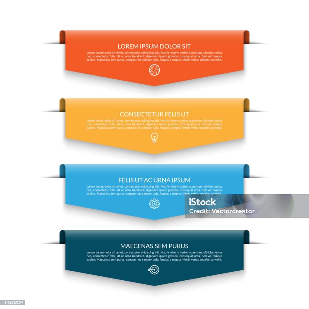 Bandera de infografía con flechas de colores 4 - arte vectorial de Web Banner libre de derechos