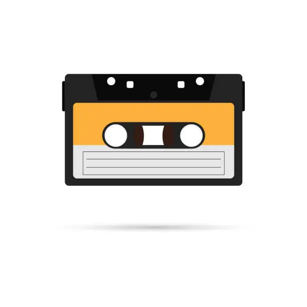 Vector illustration of Cassette icon with shadow