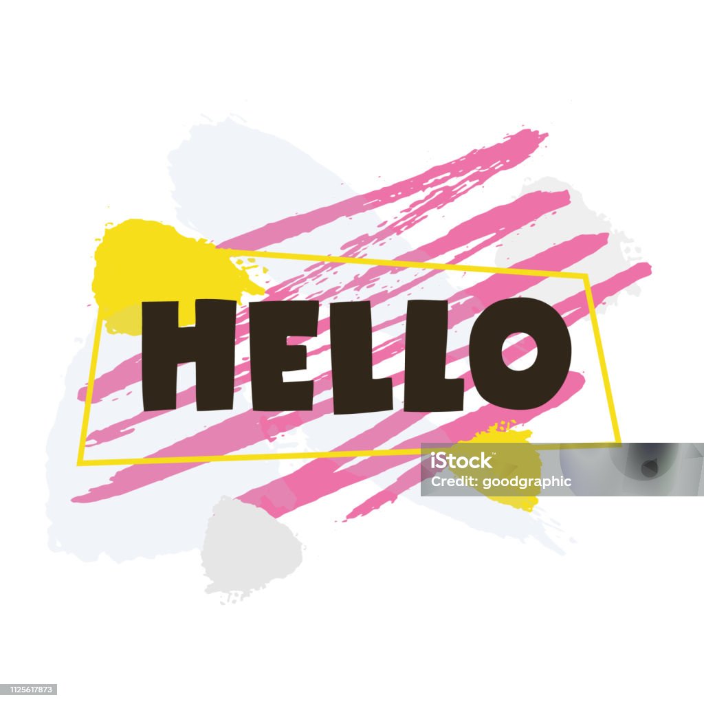 Hello! Vector illustration. Hello! Vector illustration. Lettering. Art stock vector