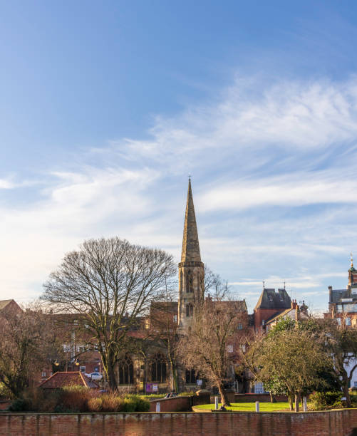 istock Church spire against a blue sky. 1125618923
