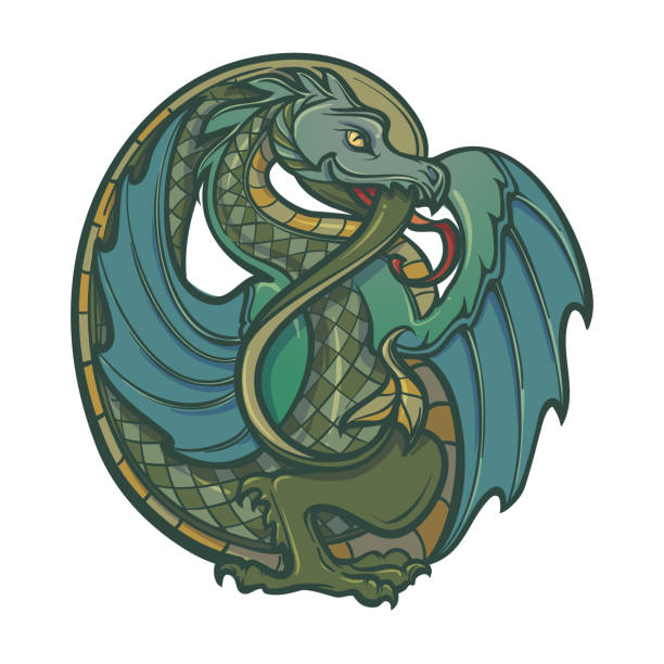 ilustrações, clipart, desenhos animados e ícones de pássaros decorativos. conceito de arte de estilo gótico medieval. - painted image traditional culture art dragon