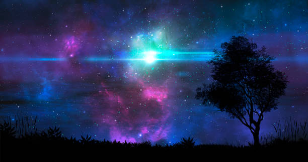 istock Space scene. Blue and violet nebula with and land silhouette. https://nasa3d.arc.nasa.gov/detail/plu1rss1 1125621679