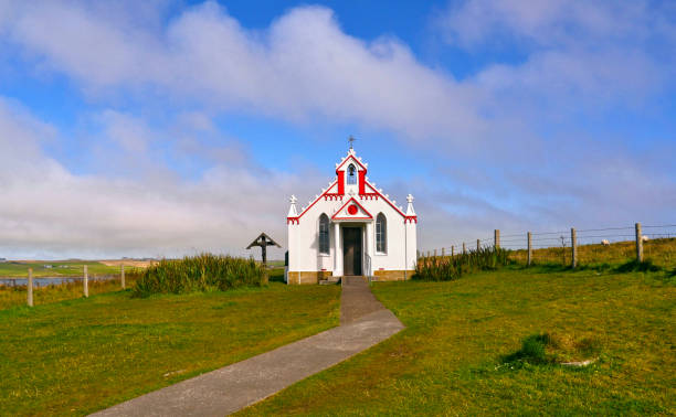 Orkney Islands, Scotland / Highlands: The Italian Chapel on Lamb Holm in the Orkney Islands Orkney Islands, Scotland / Highlands - August 2014: The Italian Chapel on Lamb Holm in the Orkney Islands orkney islands stock pictures, royalty-free photos & images