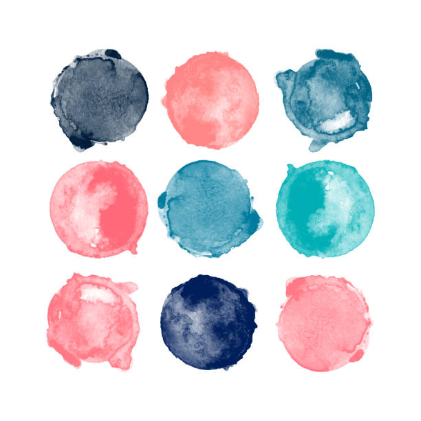 istock Set of colorful watercolor High Resolution hand painted round shapes, stains, circles, blobs isolated on white. Illustration for artistic design 1125624794