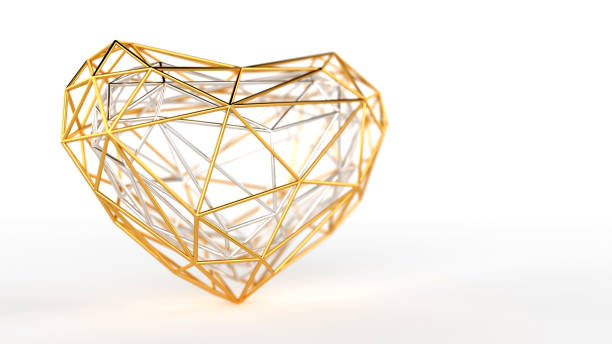 istock Golden polygonal heart of mesh on a white background 1125625112