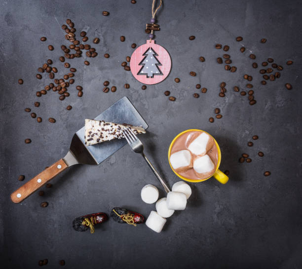 istock Top View. Slice of delicious cake and coffee. 1125625907