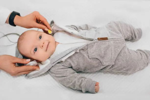 Photo of Hearing Test baby , Cortical auditory evoked potential analyzer. hearing screening