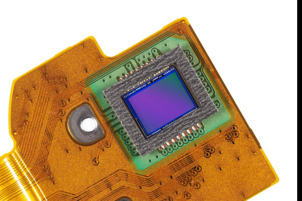 フレキシブル プリント基板の感光センサーがクローズ アップ - sensor ccd electronics industry cmos ストックフォトと画像