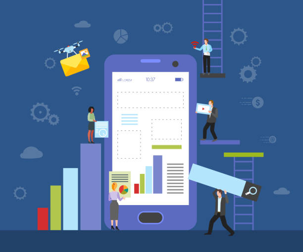 Constucting site on mobile phone vector illustration. Web site or application constructor banner, poster. People holding different signs designing page. Quadrocopter flying with message icon. Constucting site on mobile phone vector illustration. Web site or application constructor banner, poster. People holding different signs designing page. Quadrocopter flying with message icon. Diagram. matrix color chart stock illustrations