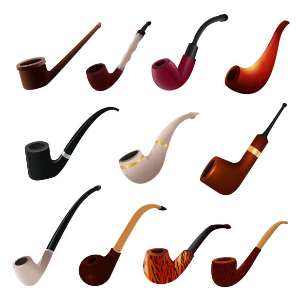 istock Tobacco pipe vector vintage nicotine smoker object classic retro 1125631591