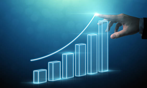 business development to success and growing growth concept, businessman pointing arrow graph corporate future growth plan - graph solution business finance imagens e fotografias de stock