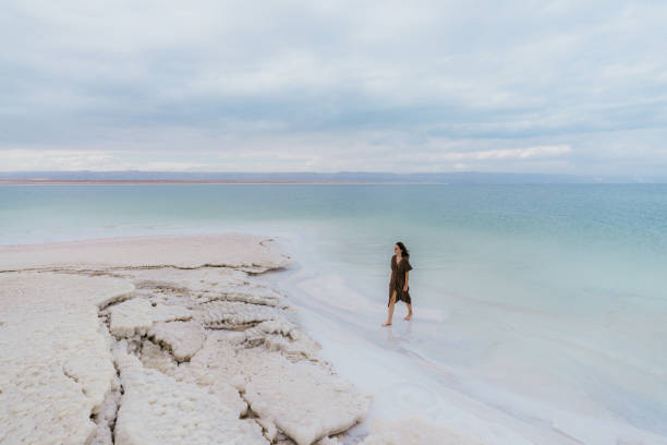 istock Woman resting near Dead Sea 1125634284