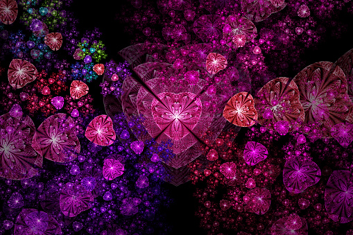 Get swept away by the power of love and find yourself in a field full of floating hearts!

A heart shaped fractal artwork created with jWildfire.

Suitable for love related occasions.