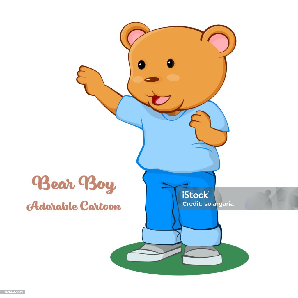 Phim Hoạt Hình Đáng Yêu Chú Gấu Con Trai Đứng Với Suy Nghĩ Vector ...