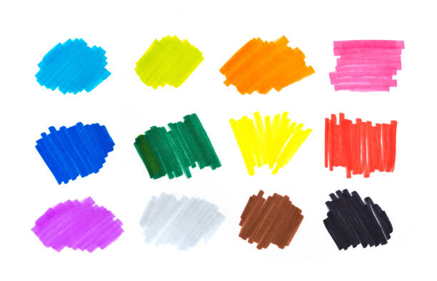 Color highlight stripes, banners drawn with markers. Stylish highlight elements for design.  highlight marker stroke, spots bright color