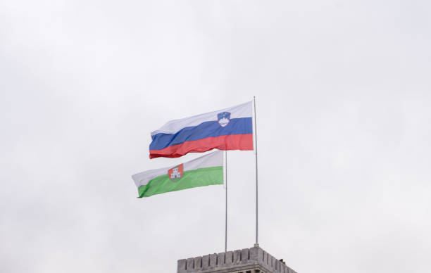 istock Slovenian Flag with white background 1125640820