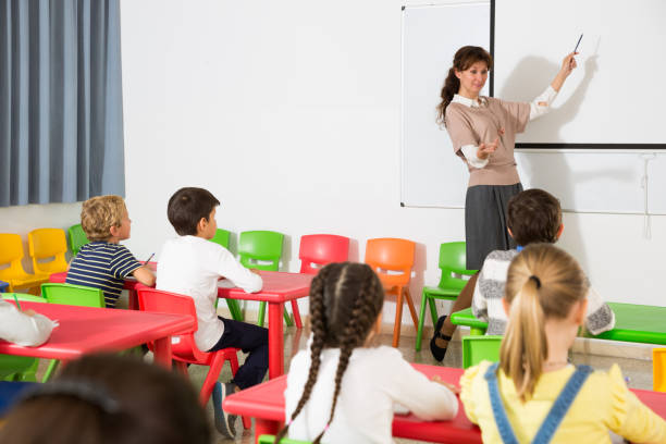 istock Teacher conducting lesson for school children 1125646283