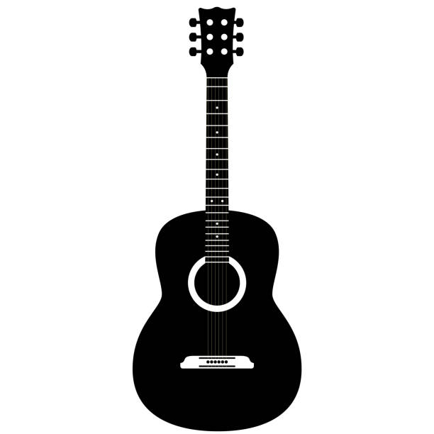 gitarre auf weißem hintergrund - gitarre stock-grafiken, -clipart, -cartoons und -symbole