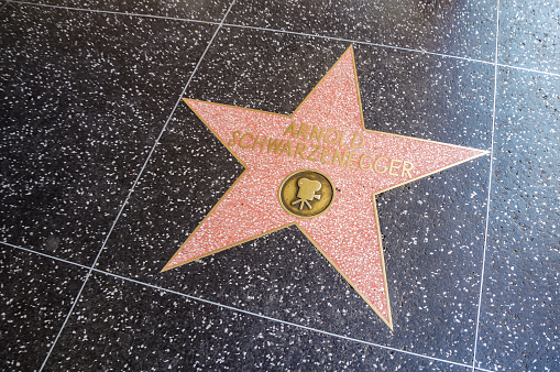 Los Angeles/California/USA - 09/09/2013: Arnold Schwarzenegger star at Walk of Fame in Hollywood Boulevard, Los Angeles, California, USA
