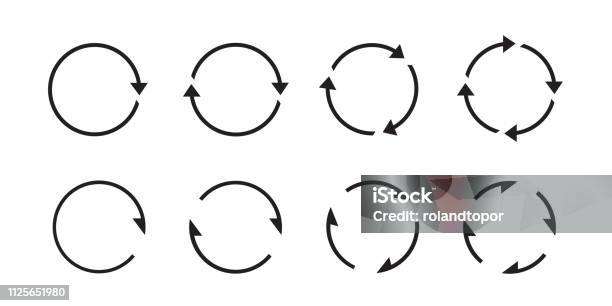Sets Of Black Circle Arrows Vector Icons Graphic For Website Stock Illustration - Download Image Now