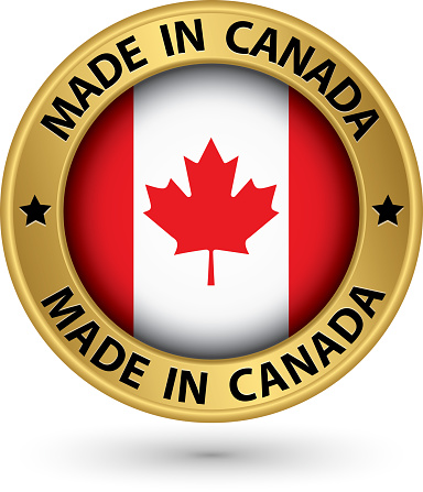 Made in Canada gold label, vector illustration