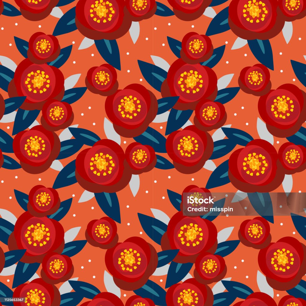 Flower Pattern Basic Red Red Flower Seamless Pattern Stock Illustration - Download Image Now ...