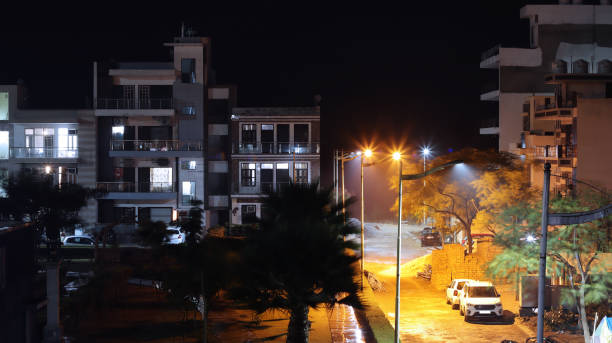 istock Modern city at night during rainy season 1125662261