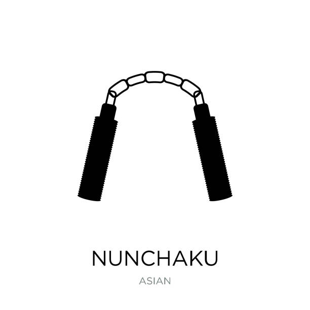 ilustrações de stock, clip art, desenhos animados e ícones de nunchaku icon vector on white background, nunchaku trendy filled icons from asian collection - nunchaku