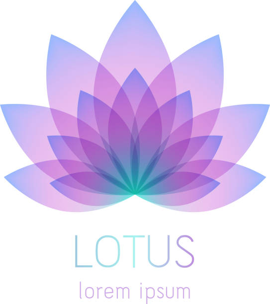 ilustraciones, imágenes clip art, dibujos animados e iconos de stock de símbolo de la flor de loto hermoso. - lotus
