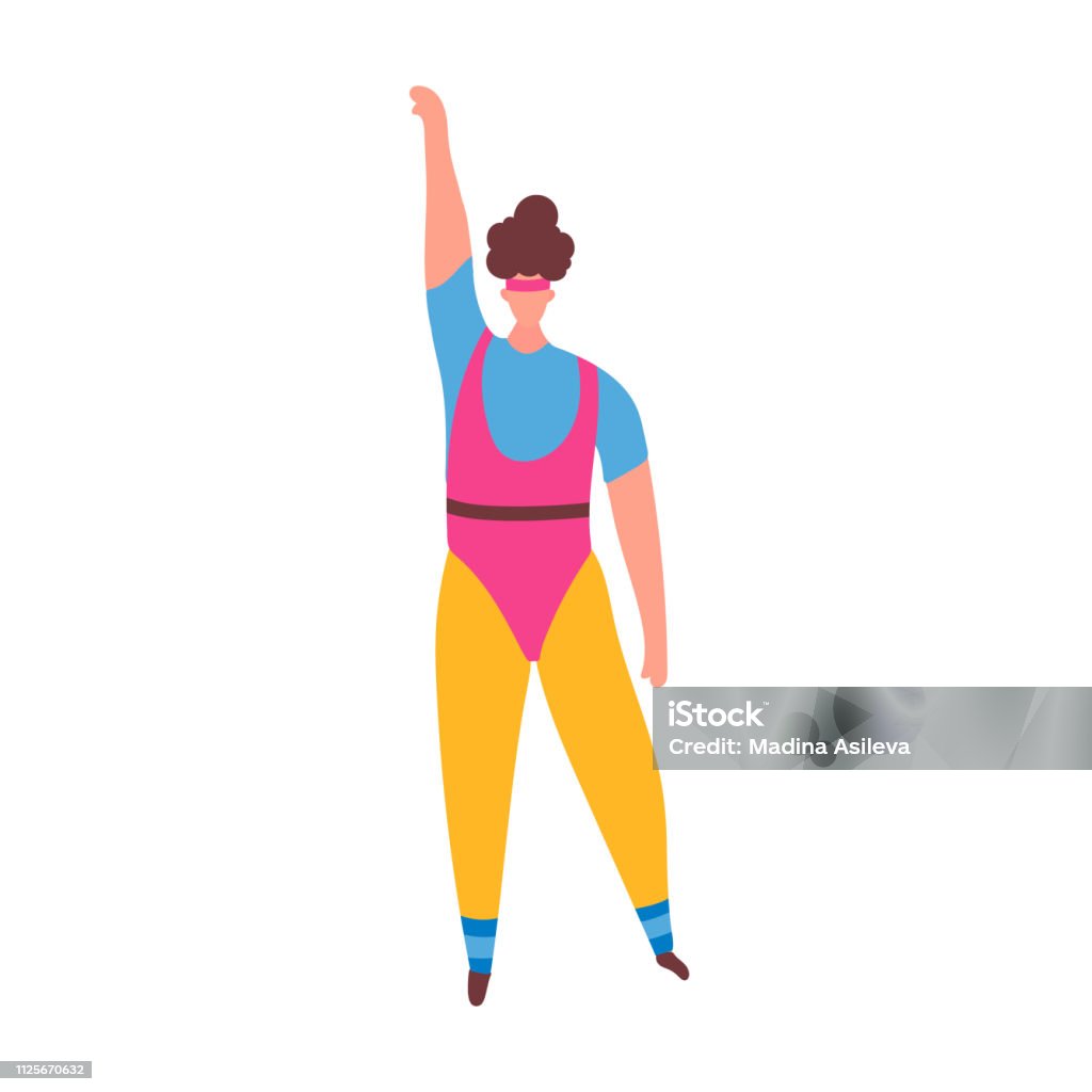 80s Years Woman Girl In Aerobics Outfit Doing Workout Shaping Stock  Illustration - Download Image Now - iStock
