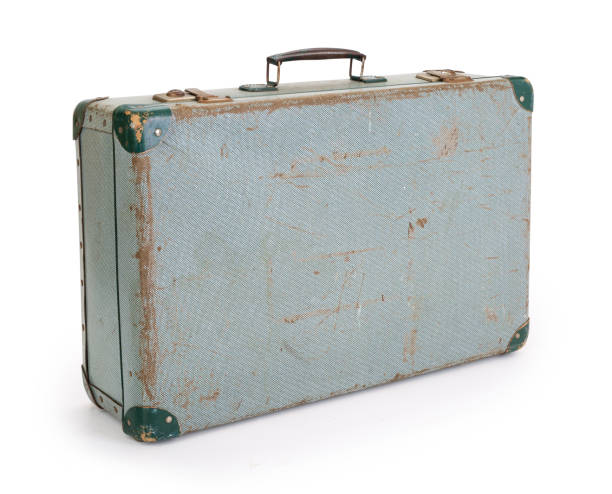 istock Used old vintage suitcase on white background, contains clipping path 1125671388