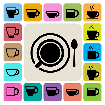 Coffee cup and Tea cup icon set.Illustration eps10