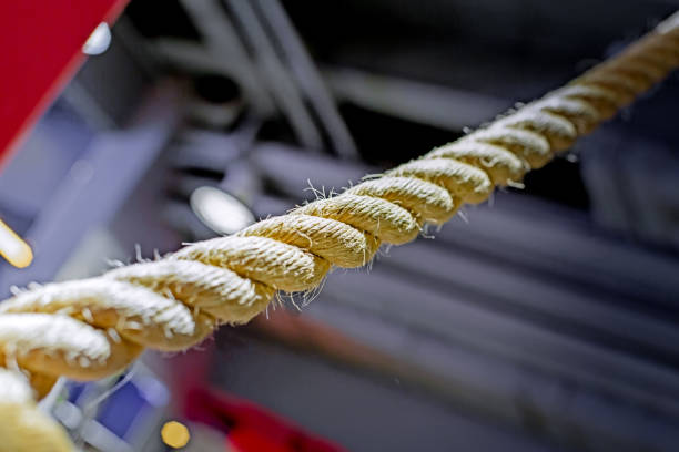 istock Close up white battle rope for exercise in the gym. Copy space 1125673809
