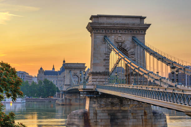 istock Budapest Hungary, Sunrise city skyline at Chain Bridge 1125676393